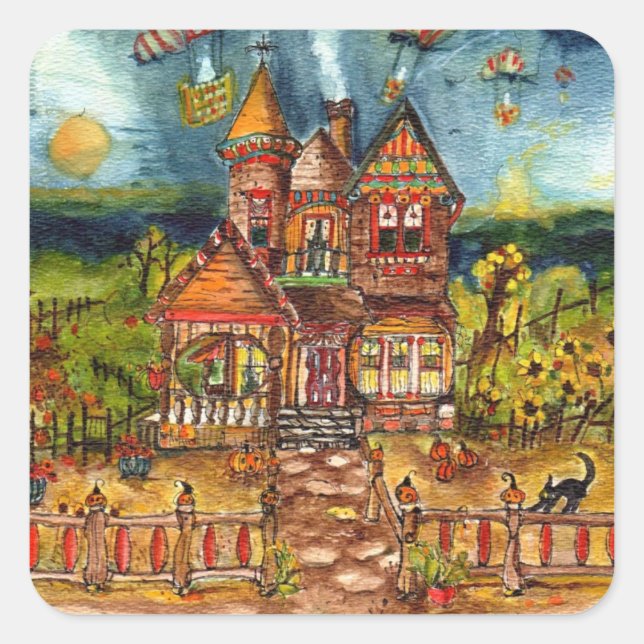 Adesivo Quadrado Gato Assustador (Frente)