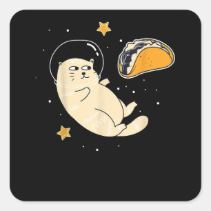 Adesivo Quadrado Gato Astronauta na Lua do Taco Exterior