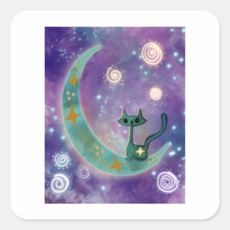 Adesivo Quadrado Gato atômico celestial