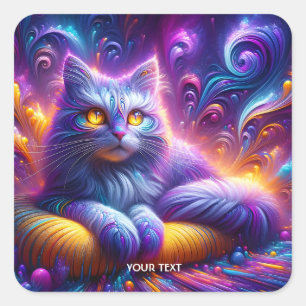 Adesivo Quadrado Gato Azul e Bonito de Fantasia