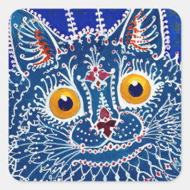 Adesivo Quadrado Gato Azul Psicodélico de Louis Wain