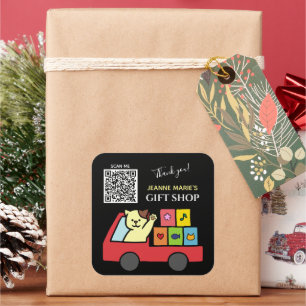 Adesivo Quadrado Gato Bonito Obrigado Código QR