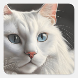 Adesivo Quadrado Gato Branco