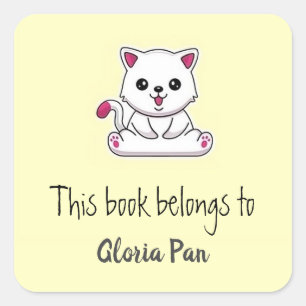 Adesivo Quadrado Gato branco-branco-branco-amarelo