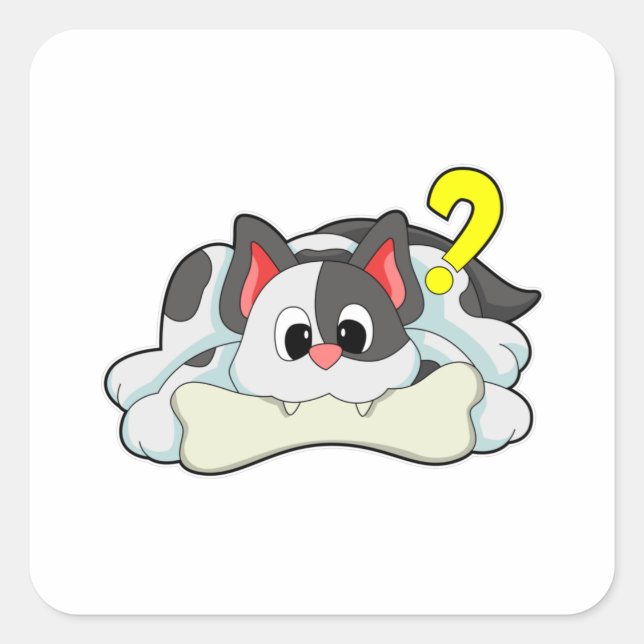 Adesivo Quadrado Gato com Osso (Frente)