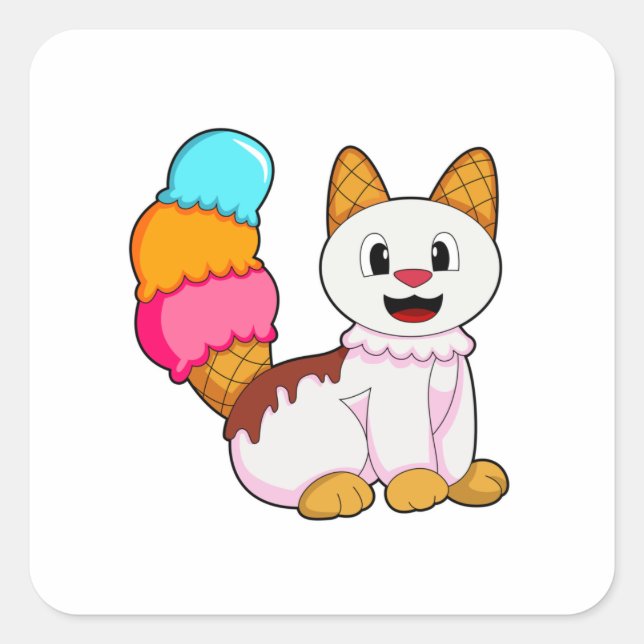 Adesivo Quadrado Gato com picolé (Frente)