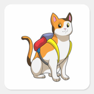 Adesivo Quadrado Gato com Satchel