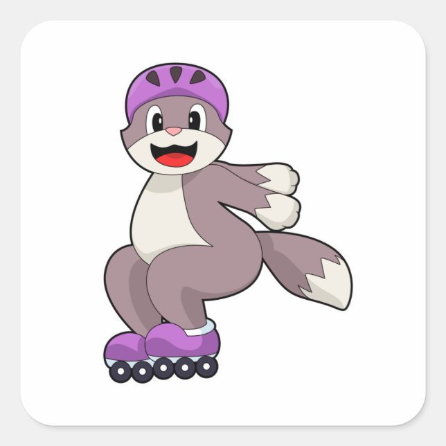 Adesivo Quadrado Gato com skates (Frente)