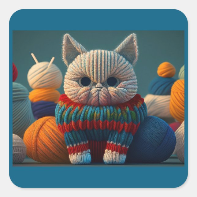 Adesivo Quadrado Gato Com Uma Atitude "A" Capital (Frente)