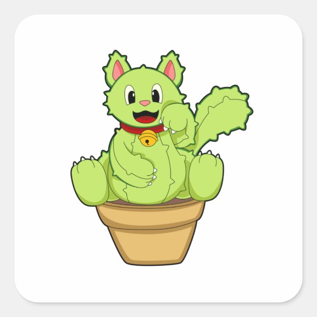 Adesivo Quadrado Gato como Cactus (Frente)