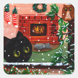Adesivo Quadrado Gato Creationarts do Natal