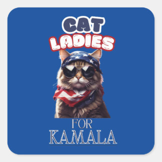 Adesivo Quadrado Gato Damas Para Kamala EUA