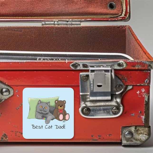 Adesivo Quadrado Gato de Cinza dia de os pais (Criador carregado)