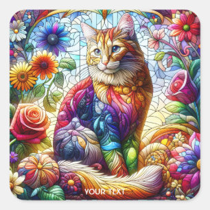 Adesivo Quadrado Gato De Fantasy Cute Glass Quilado