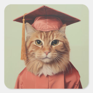 Adesivo Quadrado Gato de Graduação