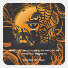 Adesivo Quadrado Gato de Halloween Pet em fantasias assustadoras