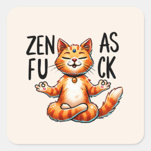 Adesivo Quadrado Gato de ioga - Zen