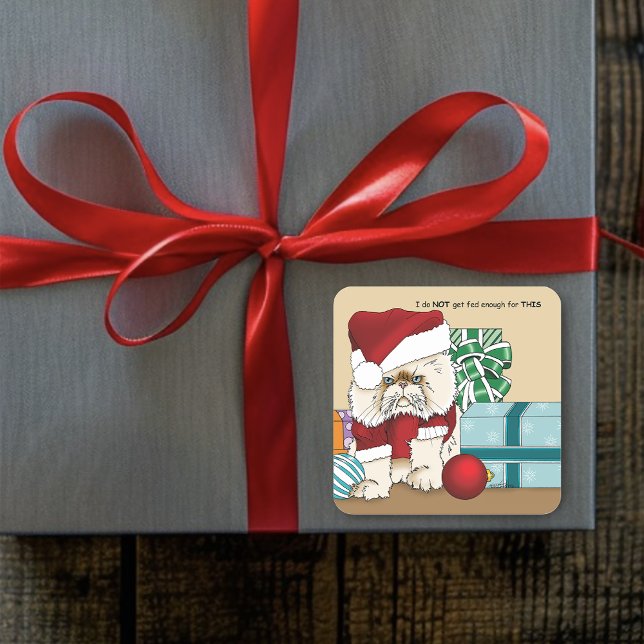 Adesivo Quadrado Gato de Natal Persa (Criador carregado)