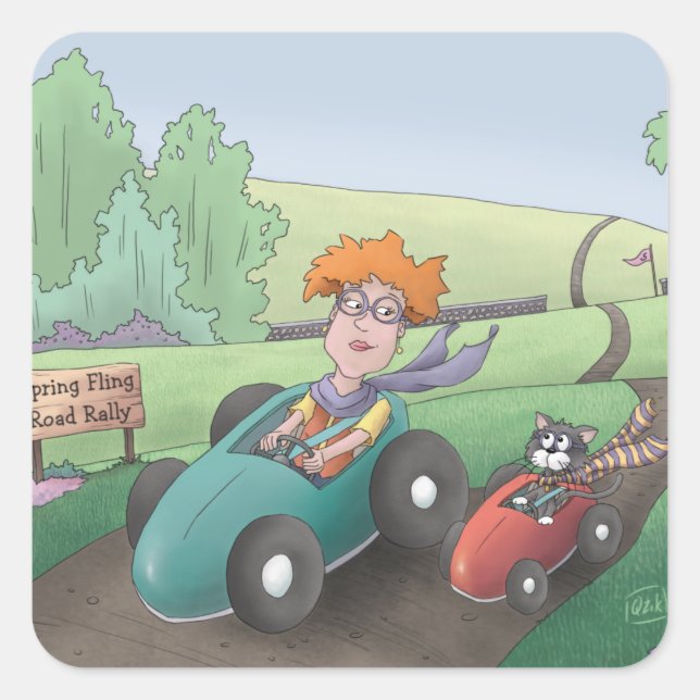 Adesivo Quadrado Gato-de-Rally-Square (Frente)