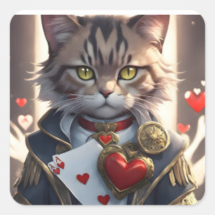 Adesivo Quadrado Gato do Ás of Hearts