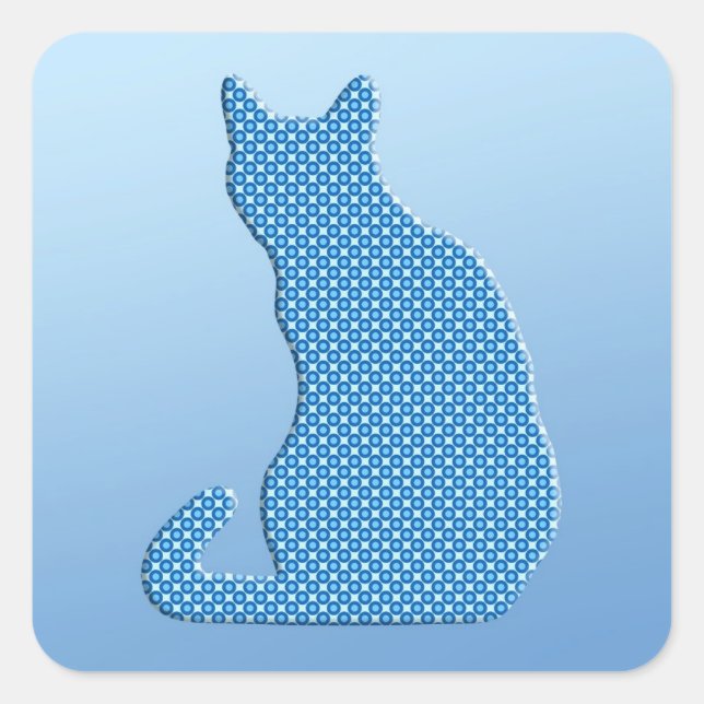 Adesivo Quadrado Gato Dotty - tons de azul (Frente)