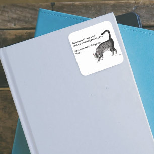 Adesivo Quadrado Gato Egípcio Mau Cinza Caprichoso Humorístico