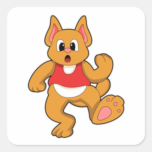 Adesivo Quadrado Gato em Execução (Frente)