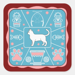 Adesivo Quadrado gato engraçado