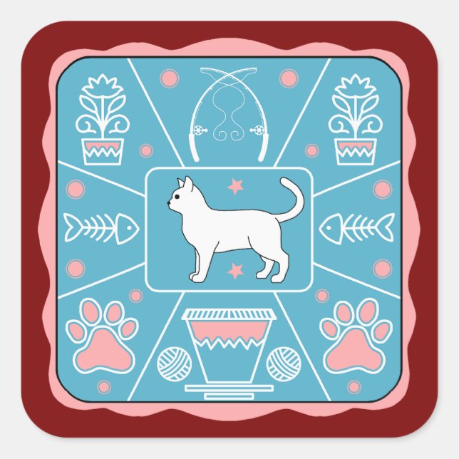 Adesivo Quadrado gato engraçado (Frente)