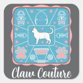 Adesivo Quadrado gato engraçado