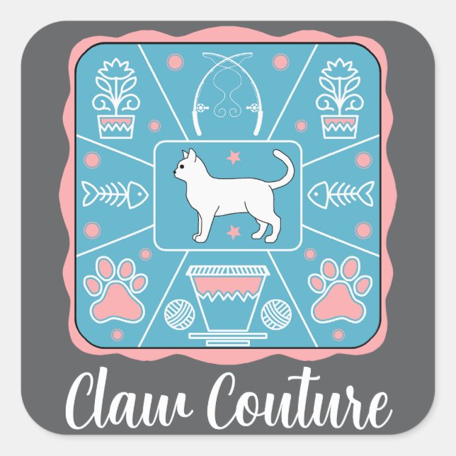 Adesivo Quadrado gato engraçado (Frente)