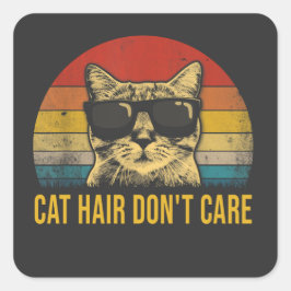 Adesivo Quadrado Gato Engraçado Cabelo Não Me Importo Para Amantes