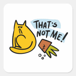 Adesivo Quadrado Gato engraçado e pote de flor derrubado