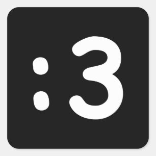 Adesivo Quadrado Gato Face Emoticon: 3 Sticker Quadrado