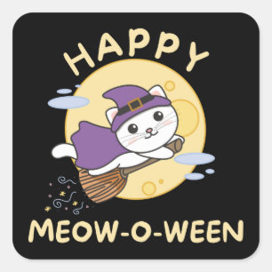 Adesivo Quadrado Gato Feliz Halloween Feliz Pau Quadrado Mau-o-Entr