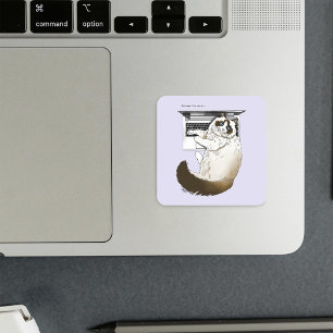 Adesivo Quadrado Gato Fofinho Ragdoll Notebook Lavanda Engraçado