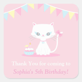 Adesivo Quadrado Gato Gato Gato Branco Muito Obrigado Pinheiros De 