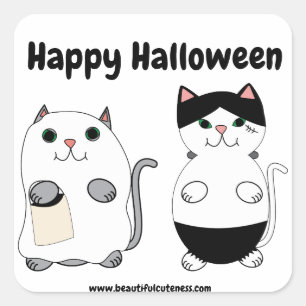 Adesivo Quadrado Gato Gato Ghost Monster Halloween Personalizado