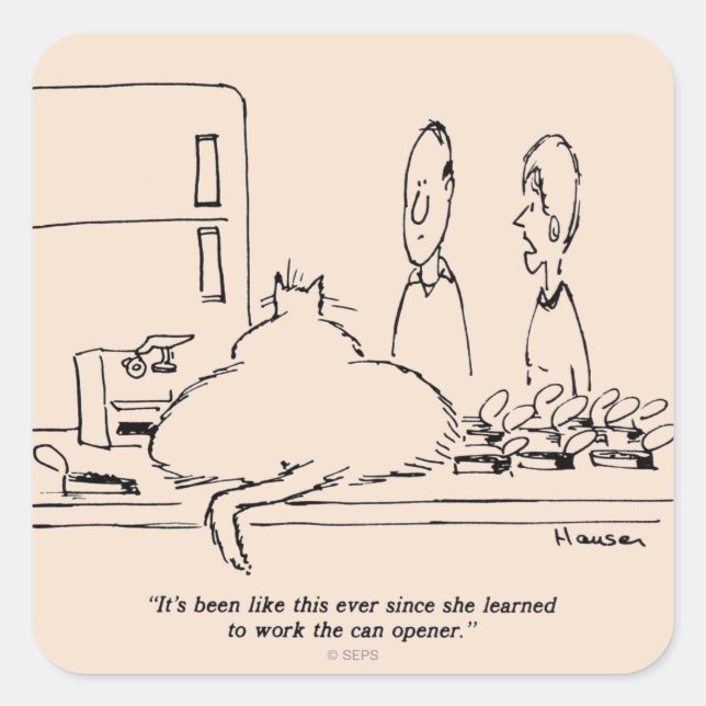 Adesivo Quadrado Gato Gordo (Frente)