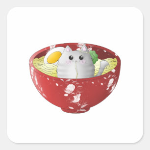 Adesivo Quadrado Gato japonês engraçado bonito do anime de Kawaii