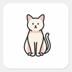 Adesivo Quadrado Gato Minimalista Equilibrado – Ilustração Moderna