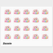 Gato Mochi Kawaii Fofo Nome Rosa Pastel Brilhante 