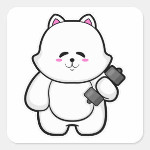 Adesivo Quadrado Gato na Malhação com Dumbbell