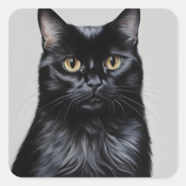 Adesivo Quadrado Gato Negro