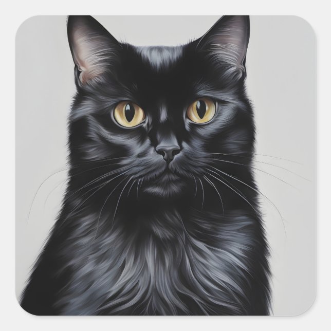 Adesivo Quadrado Gato Negro (Frente)