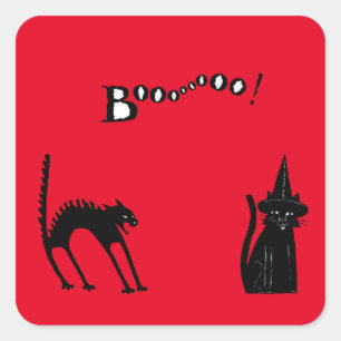 ADESIVO QUADRADO GATO NEGRO E VESTIDO QUADRADO DE BOO