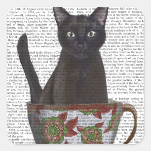Adesivo Quadrado Gato Negro em Teacup