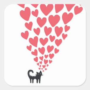 Adesivo Quadrado Gato no amor