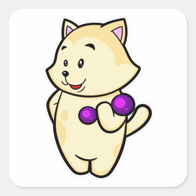 Adesivo Quadrado Gato no Biceps treinando com Dumbbell (Frente)