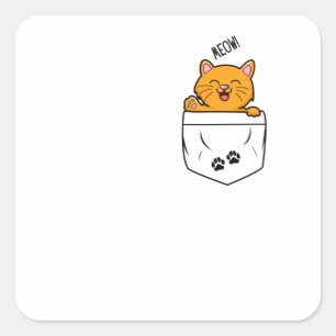 Adesivo Quadrado Gato no bolso.